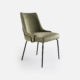 Chaise pied métal Cabourg / Tissu velours AquaClean couleur olive / Piétement finition métal noir
