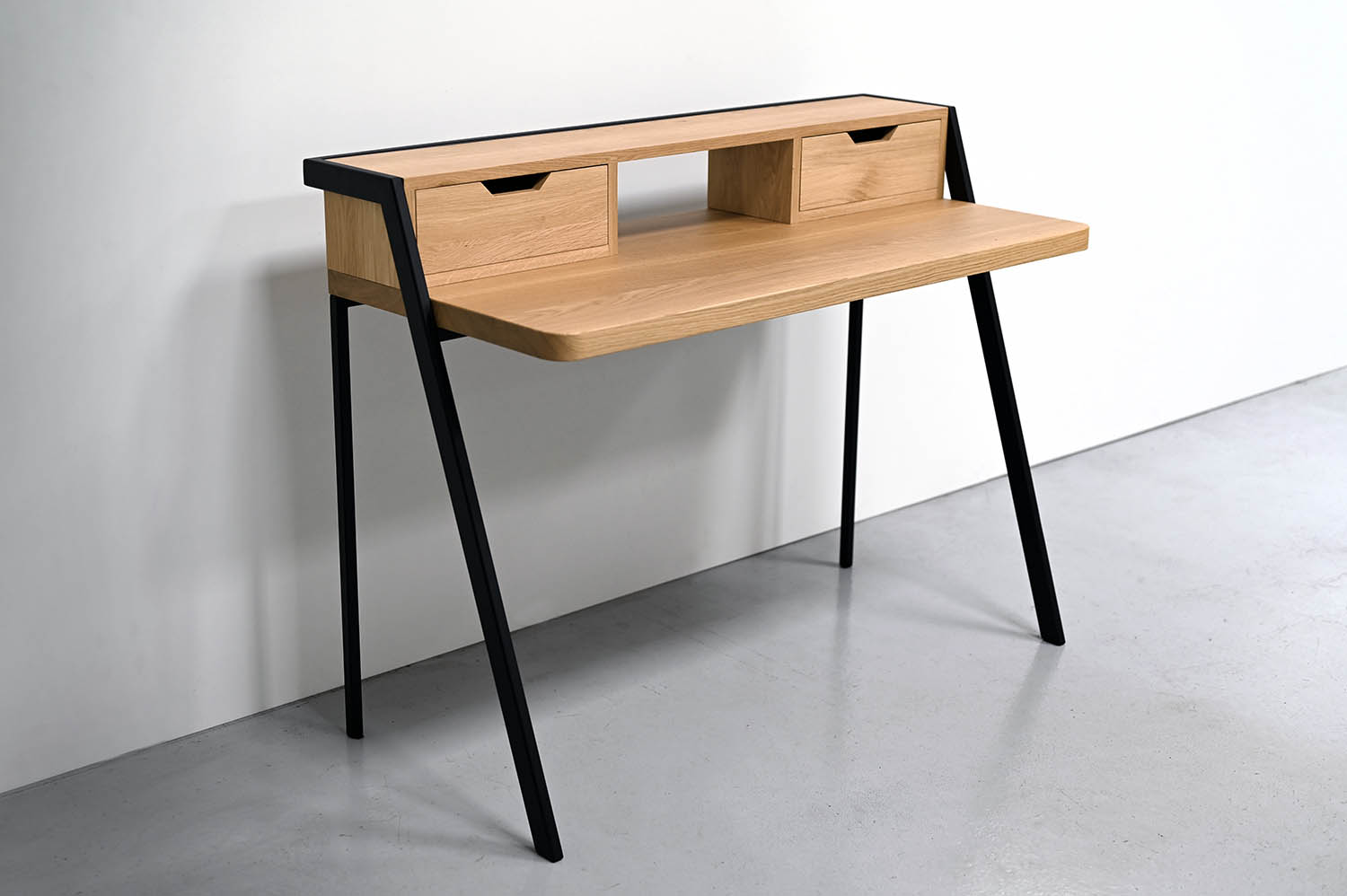 Bureau 120cm chêne massif avec rangement - Meuble Passion