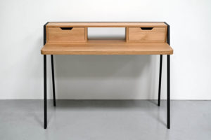 Bureau secrétaire en acier et bois massif / Fabrication artisanale et sur mesure ARTMETA