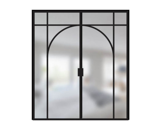 Double porte battante / Verrière avec arrondis / Fabrication artisanale en acier sur mesure
