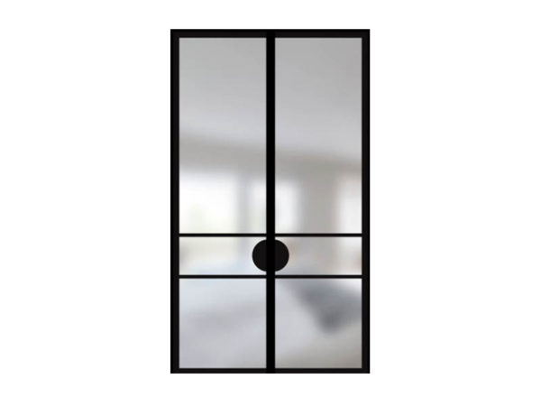 Double porte verrière avec poignée ronde / Fabrication artisanale en acier sur mesure