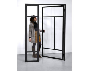 Double porte vitrée intérieure / 7 verres / 1400 x H 2050 mm / Thermolaquage gris acier
