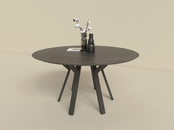Table ronde en céramique modèle Ramage / Diamètre 140 cm / Dekton Laurent / Thermolaquage gris acier