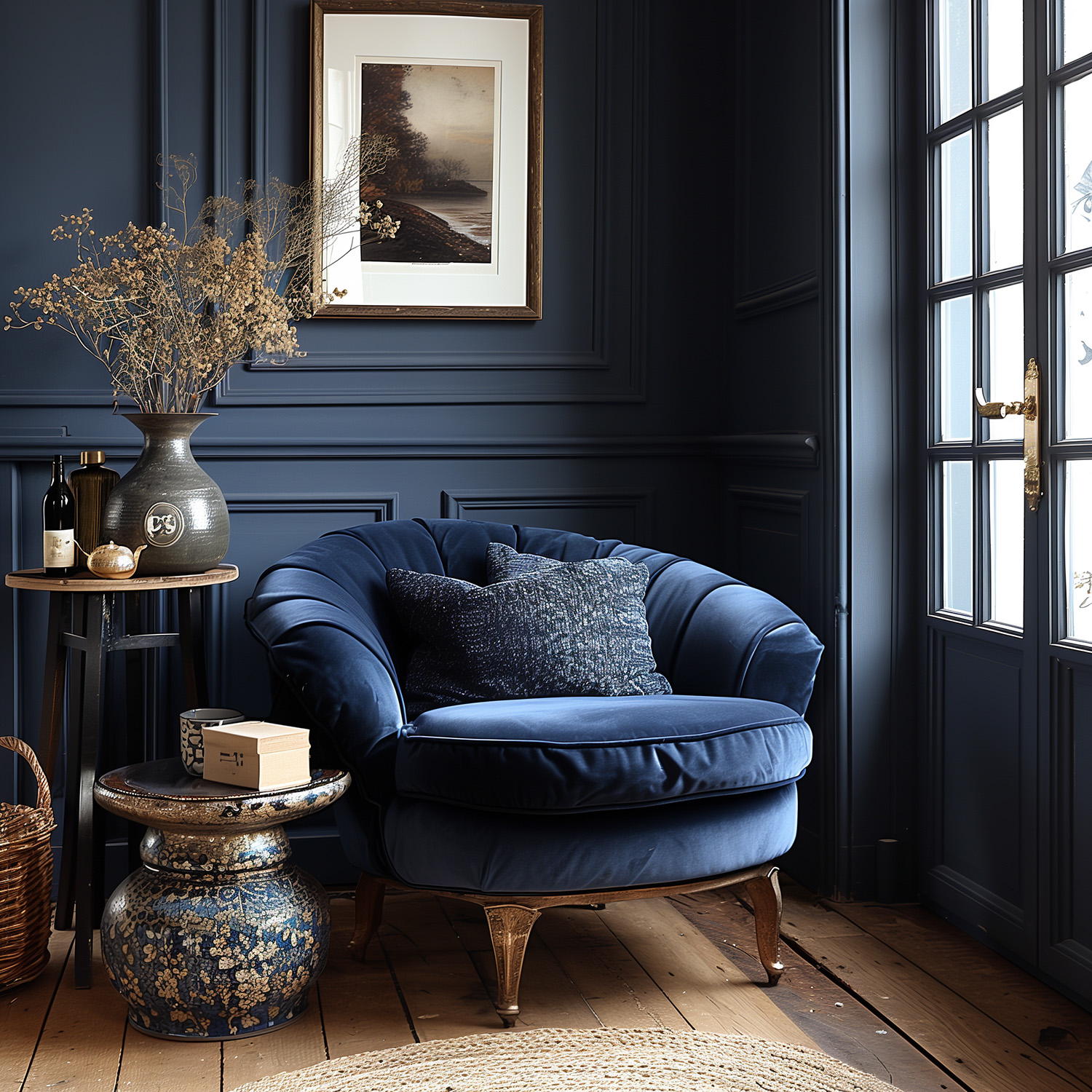 Décoration intérieure ambiance bleu nuit