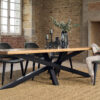 Table Mikado acier et bois massif 300x100 cm 12 personnes