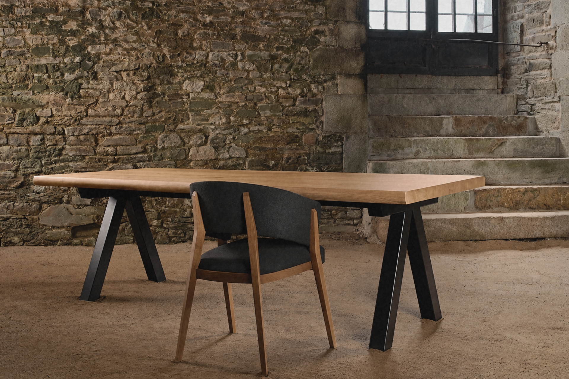 Table Aubier plateau en chêne massif live edge