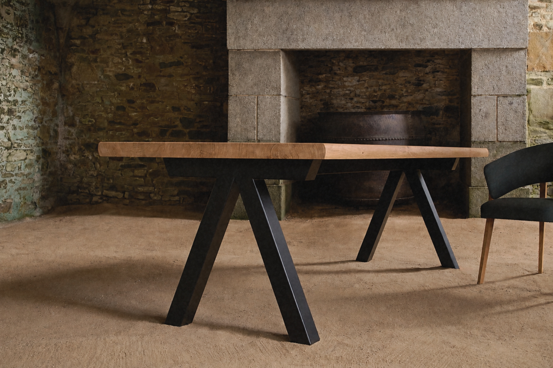 Table Aubier plateau en chêne massif live edge