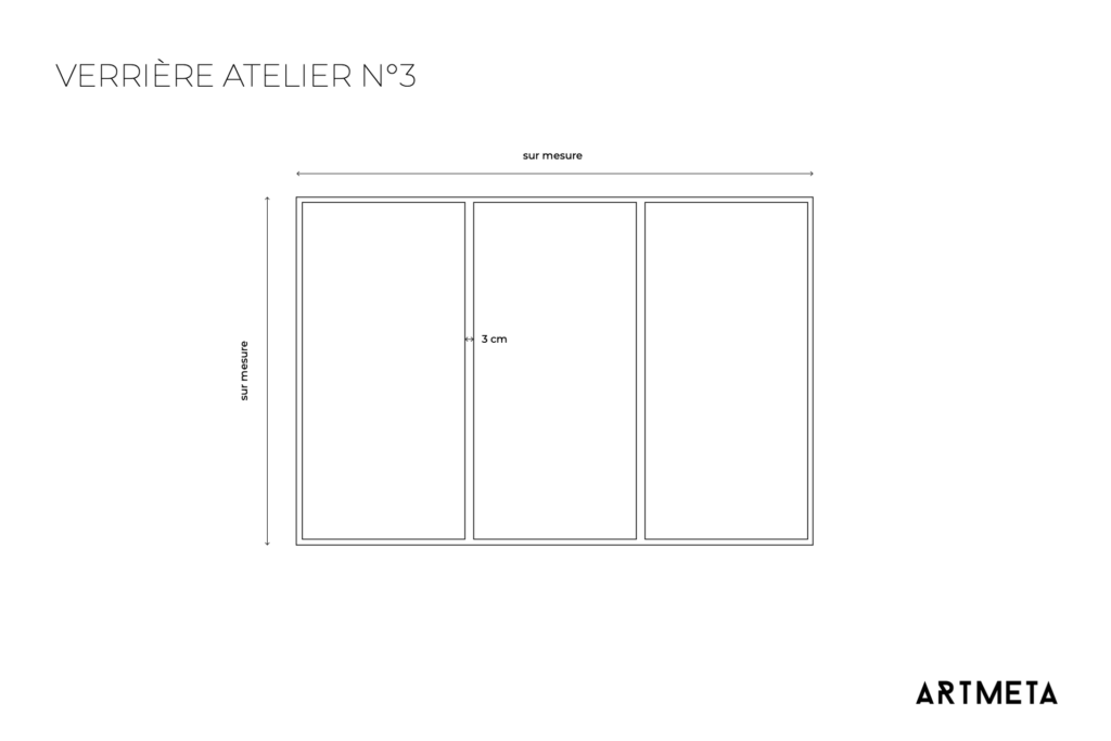 Verrière atelier 3 en acier sur mesure ARTMETA