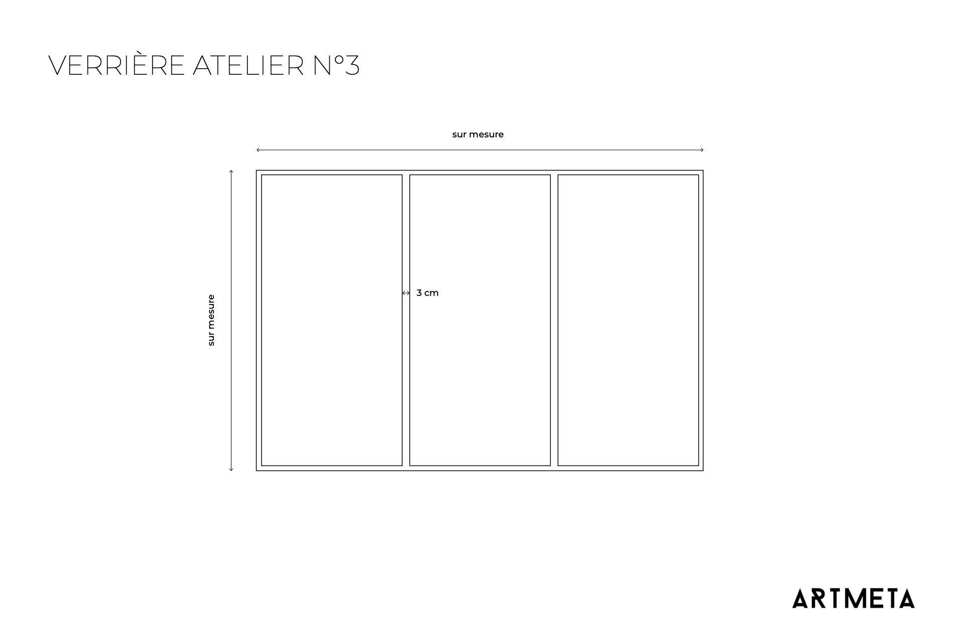 Verrière atelier 3 en acier sur mesure ARTMETA