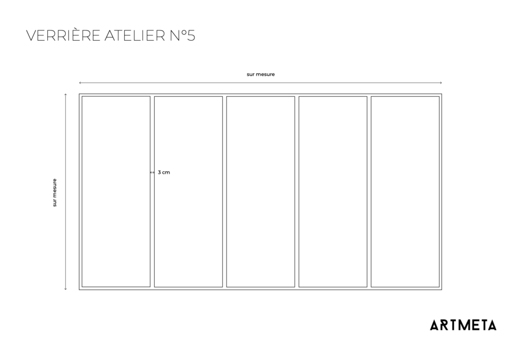 Verrière atelier N°5 en acier sur mesure ARTMETA