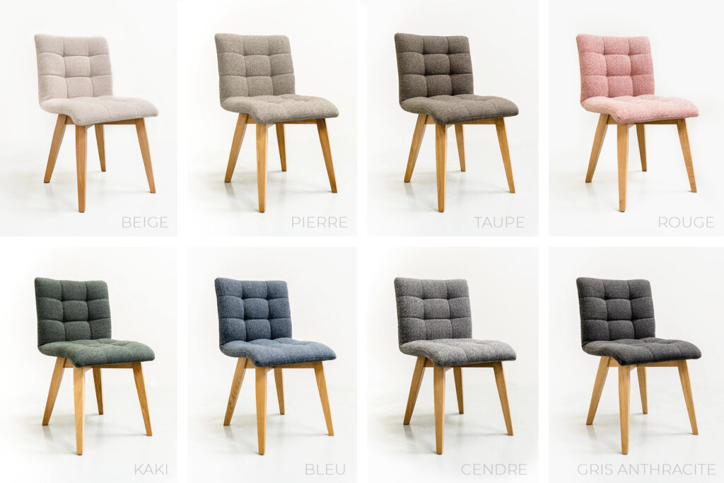 Chaise en bois massif Paris made in France les couleurs de tissus