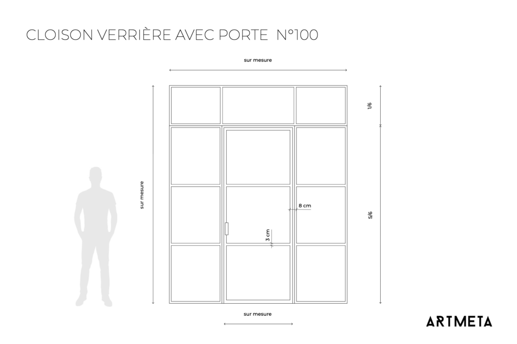 Cloison verrière avec porte N°100