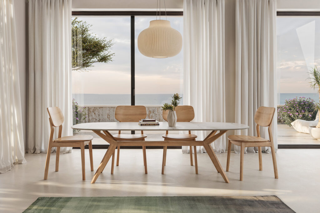 Table à manger céramique et bois Papillon ARTMETA