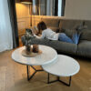 Duo de tables basses coquillage en terrazzo marin / Fabrication française