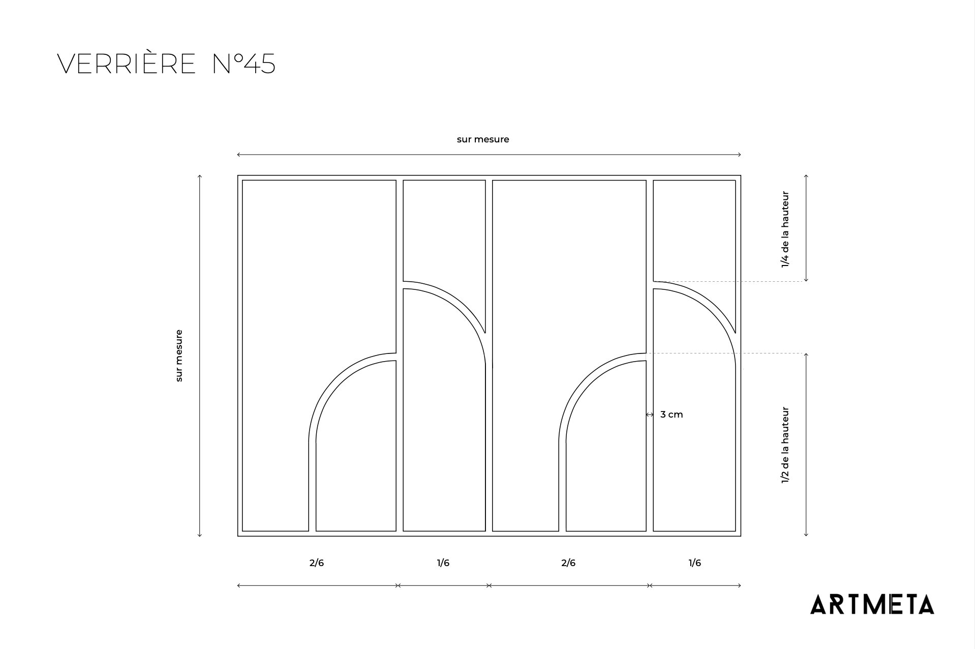 Verrière avec courbes N°45 / Fabrication artisanale en acier et sur mesure