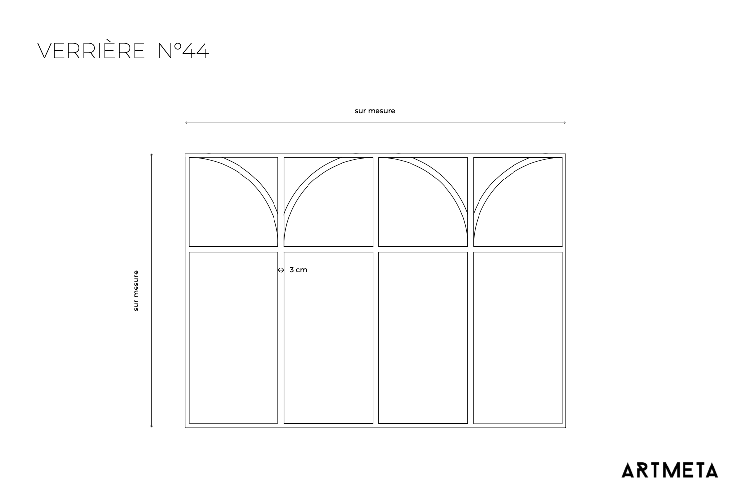 verrière avec courbes N°44/ Fabrication artisanale en acier et sur mesure