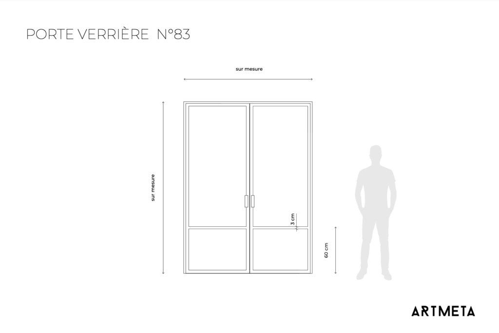 Double porte en acier sur mesure 4 verres N 83