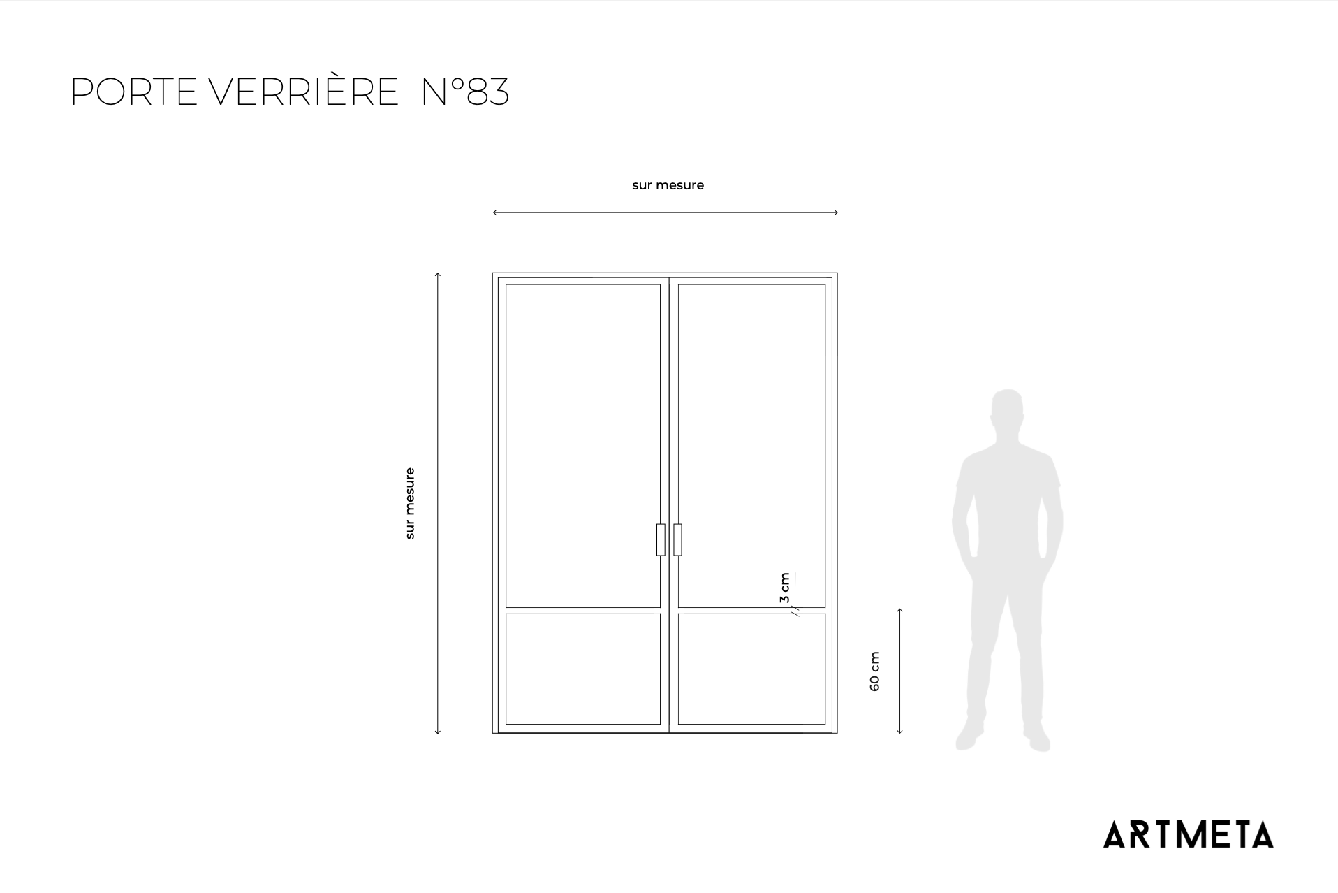 Double porte en acier sur mesure 4 verres N 83