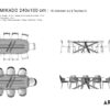 Table ceramique Mikado 240x100 plans avec chaises et fauteuils