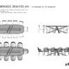 Table ceramique Mikado 300x100 plans avec chaises et fauteuils