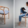 Chaise en tissu et bois massif / Design léger Espagne