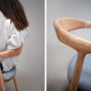 Chaise en tissu et bois massif / Design léger Espagne