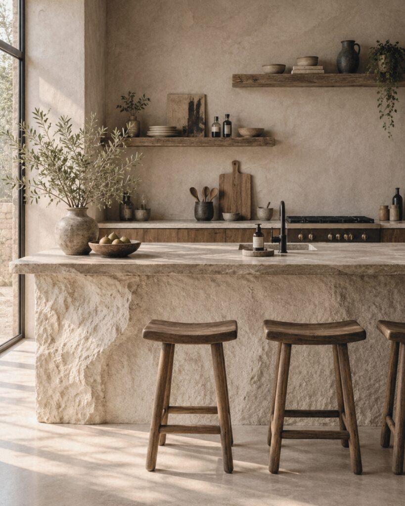 intérieur style wabi sabi cuisine