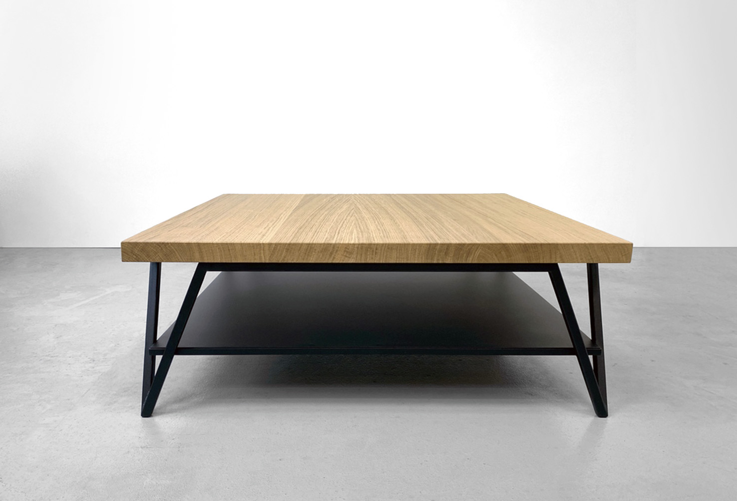 Table basse double plateau Variation acier et bois massif