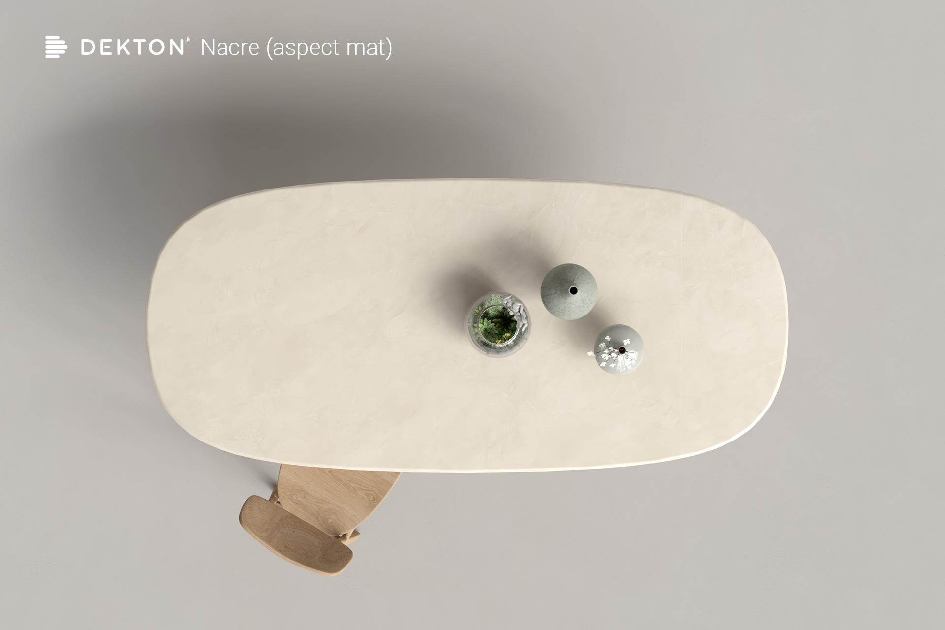 Plateau de table à manger céramique DEKTON NACRE
