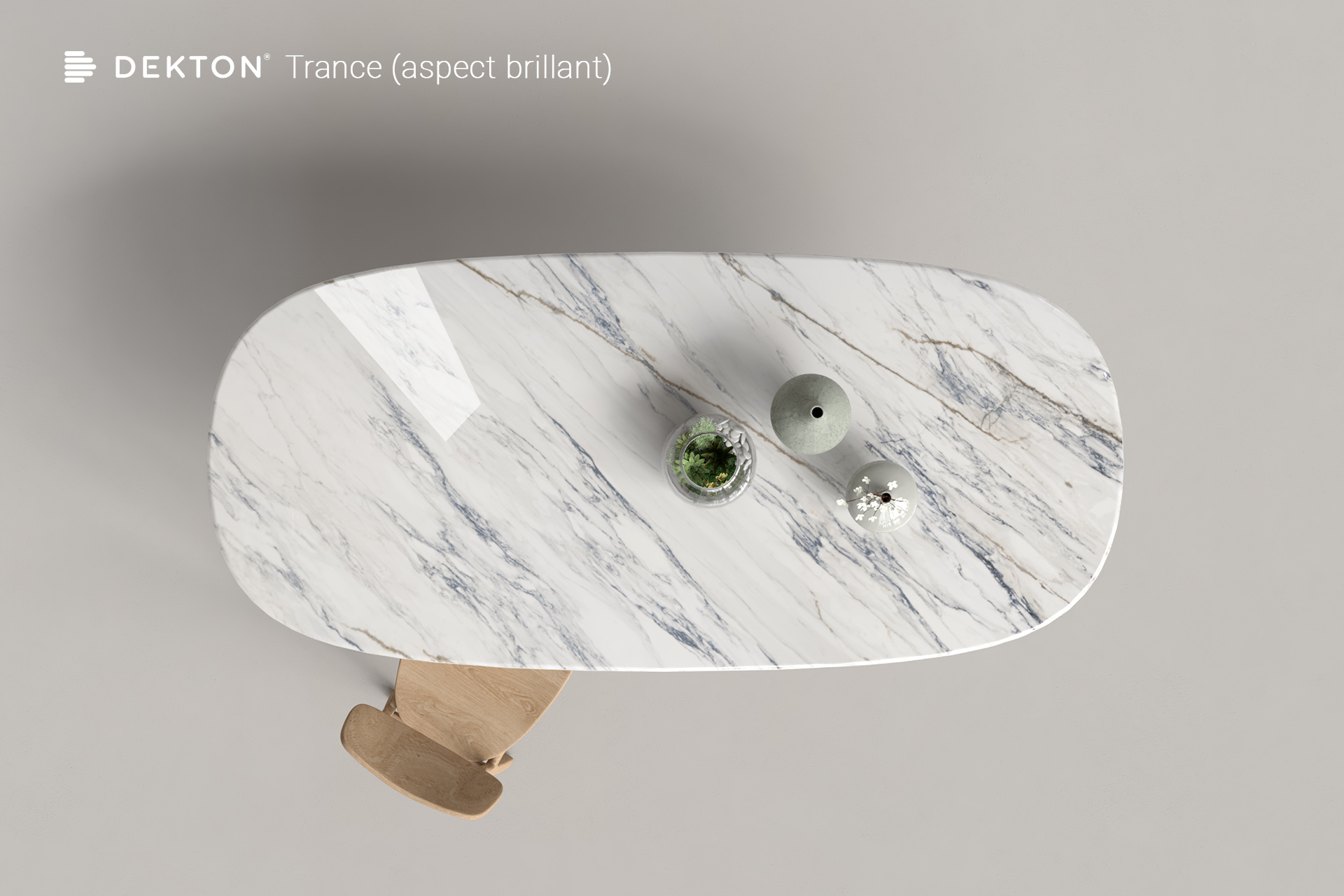 Plateau de table à manger céramique DEKTON TRANCE