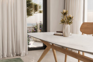 Table à manger céramique et bois Papillon ARTMETA