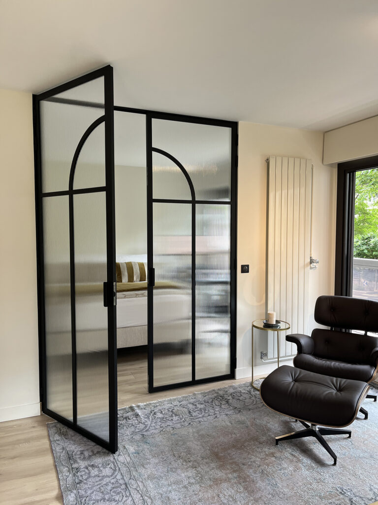 Double porte verrière avec arrondi et verre flûte boulogne