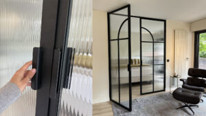 Double porte verrière avec arrondi et verre flûte boulogne