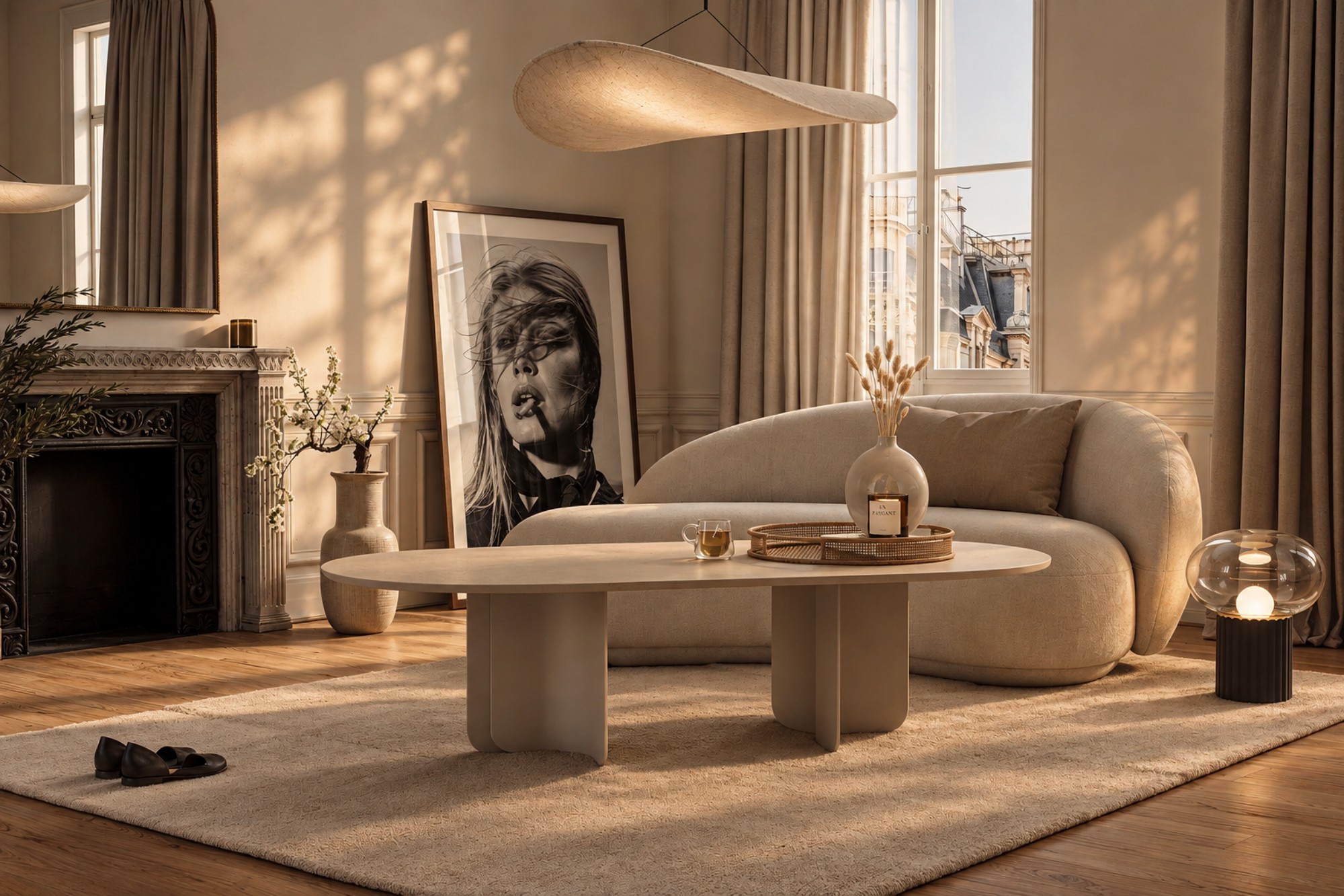 Table basse Corolle Dekton forme oblong détail
