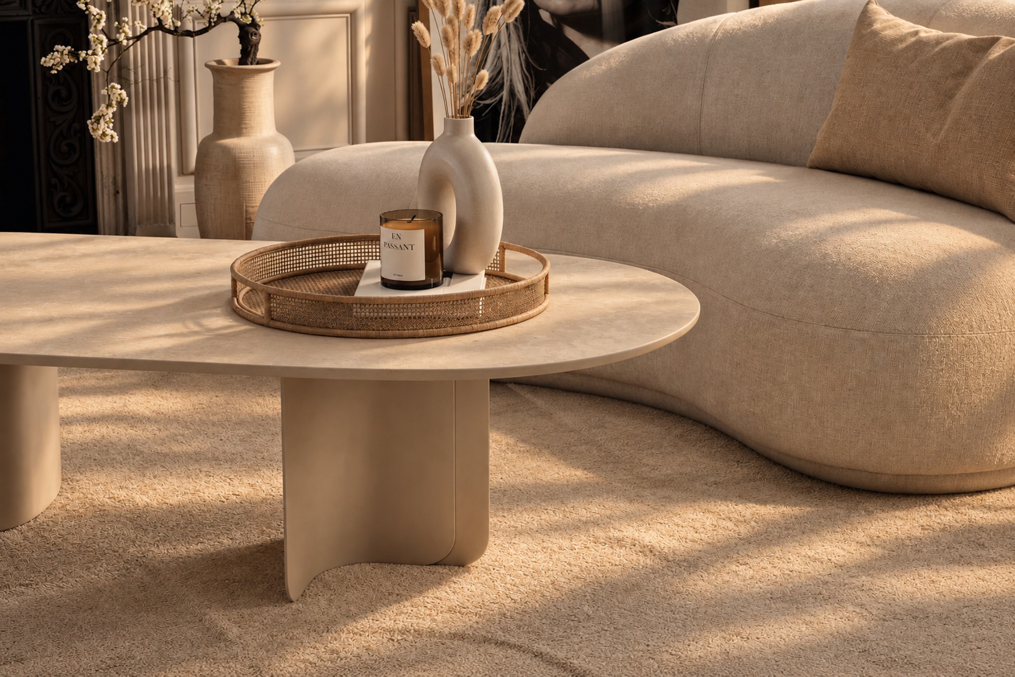 Table basse Corolle Dekton forme oblong détail