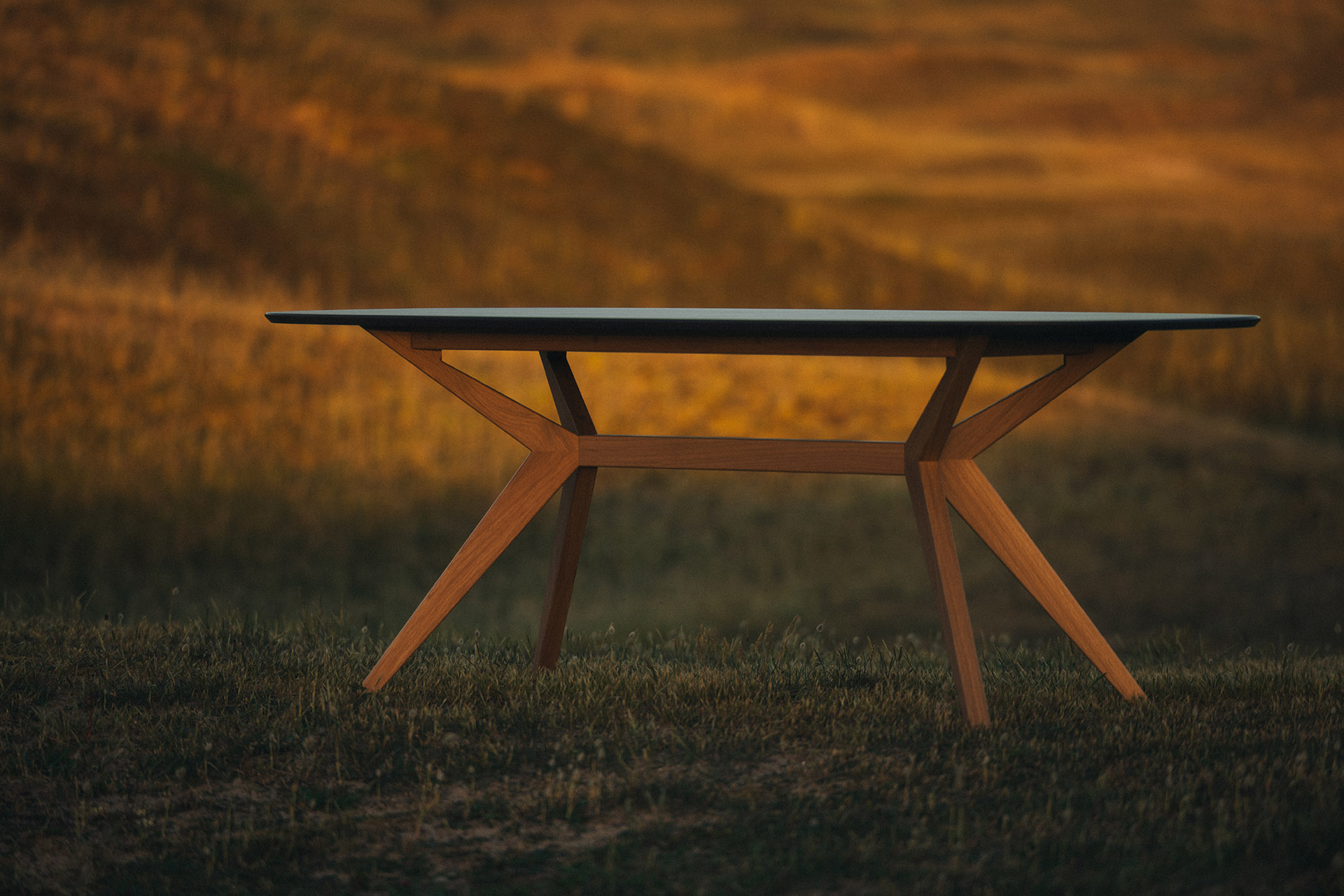 Table céramique pied bois Papillon