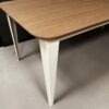 1790757290480 Table comtesse plaquage bois chêne pieds acier ivoire