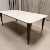 Table à manger Comtesse Dekton Entzo pieds en acier couleur bronze