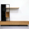 Meuble tv Vitrine 270 cm acier et bois massif