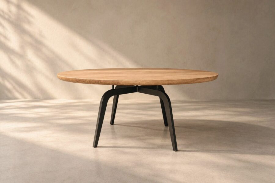 Table ronde 160 cm 8 personnes en bois massif celeste