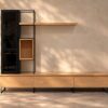 Meuble tv Vitrine 270 cm acier et bois massif